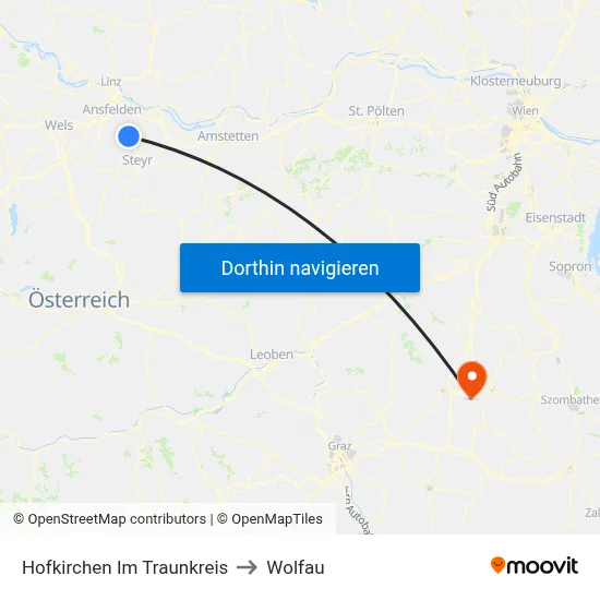 Hofkirchen Im Traunkreis to Wolfau map