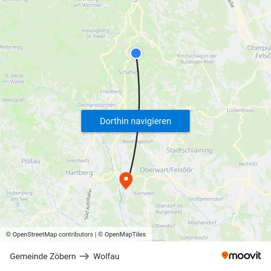 Gemeinde Zöbern to Wolfau map