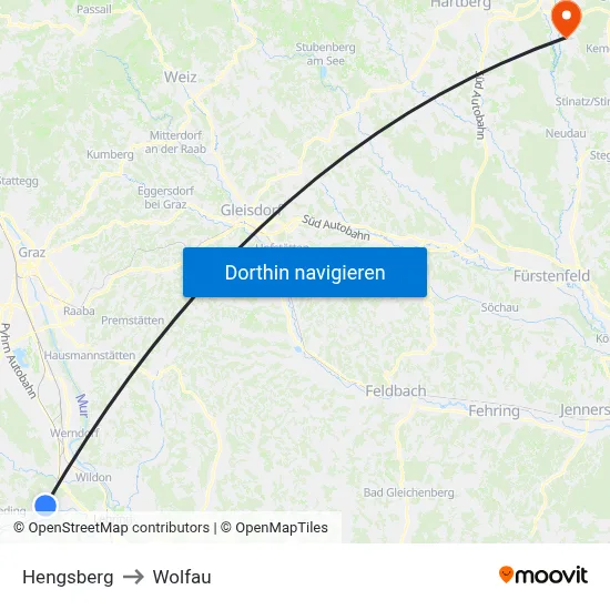 Hengsberg to Wolfau map
