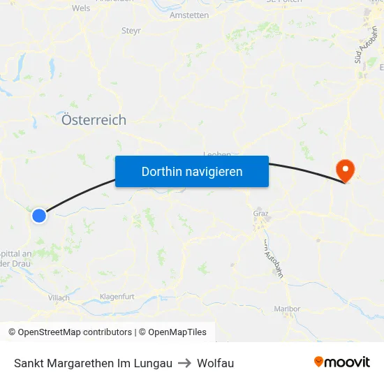 Sankt Margarethen Im Lungau to Wolfau map