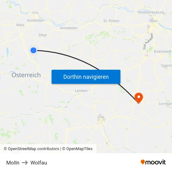 Molln to Wolfau map