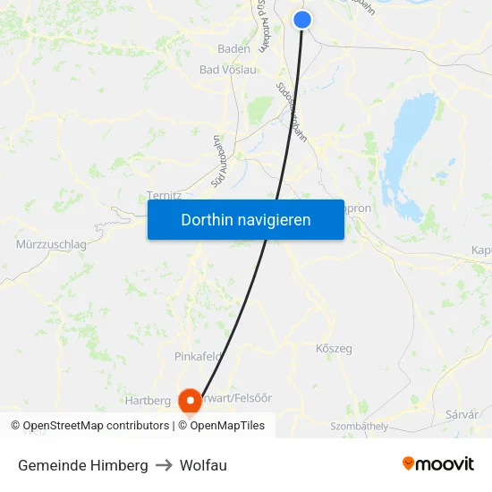 Gemeinde Himberg to Wolfau map