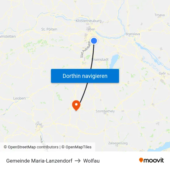 Gemeinde Maria-Lanzendorf to Wolfau map