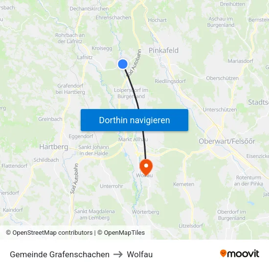 Gemeinde Grafenschachen to Wolfau map