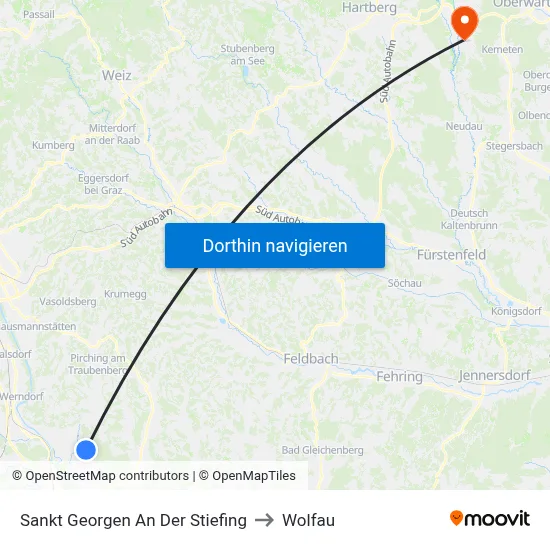 Sankt Georgen An Der Stiefing to Wolfau map