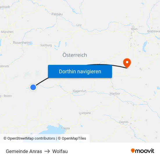 Gemeinde Anras to Wolfau map