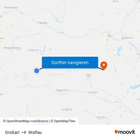 Großarl to Wolfau map