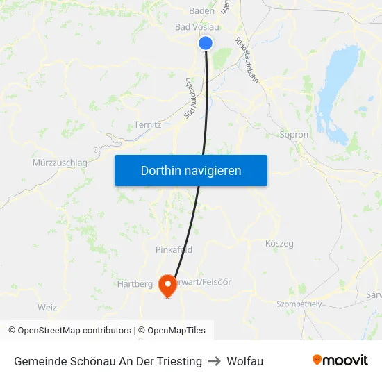 Gemeinde Schönau An Der Triesting to Wolfau map