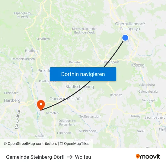 Gemeinde Steinberg-Dörfl to Wolfau map