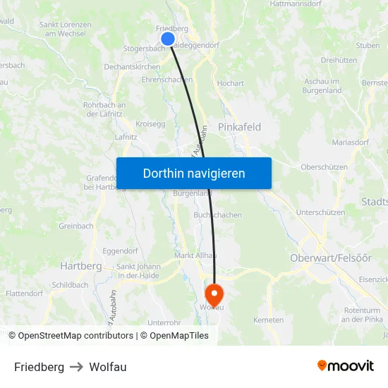 Friedberg to Wolfau map