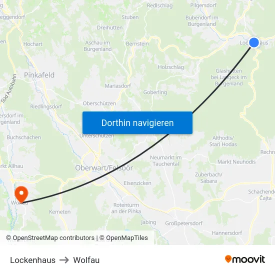 Lockenhaus to Wolfau map