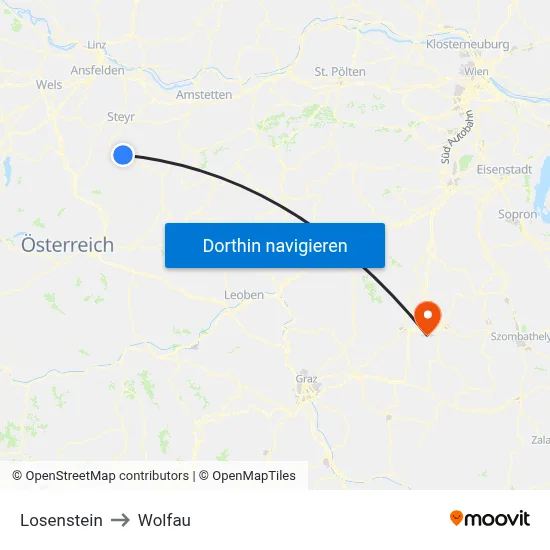 Losenstein to Wolfau map