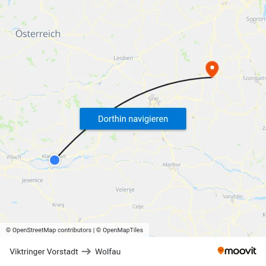 Viktringer Vorstadt to Wolfau map