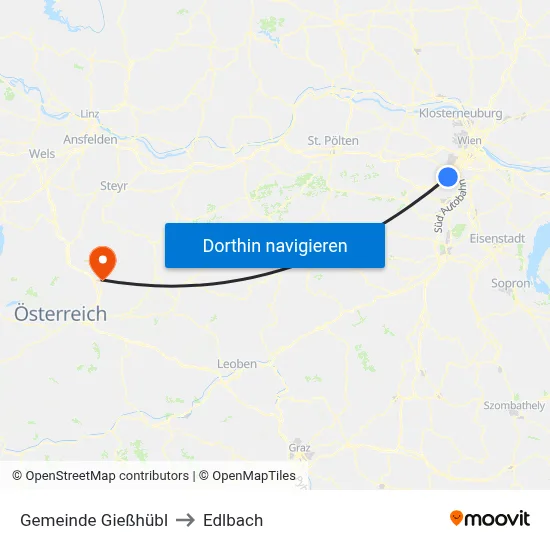 Gemeinde Gießhübl to Edlbach map