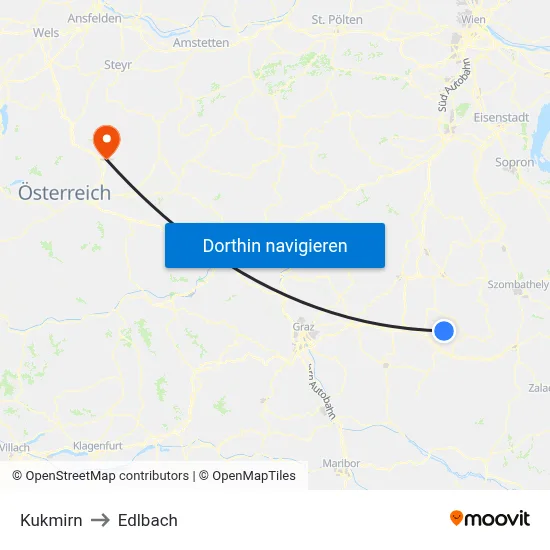 Kukmirn to Edlbach map