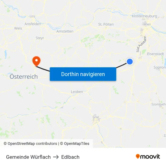 Gemeinde Würflach to Edlbach map