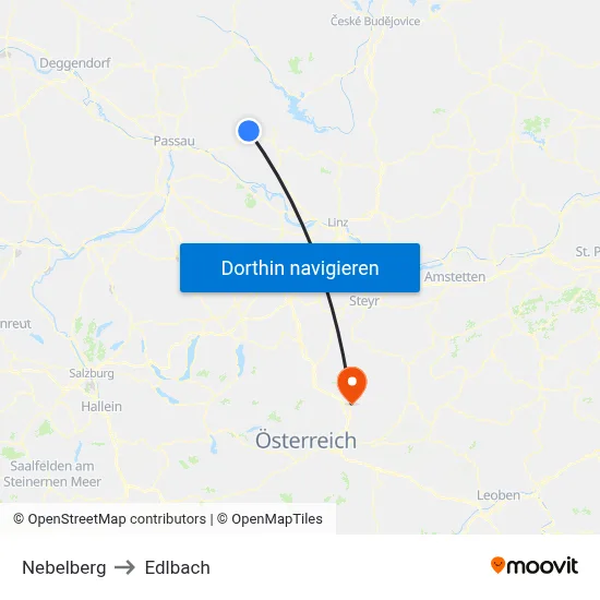 Nebelberg to Edlbach map