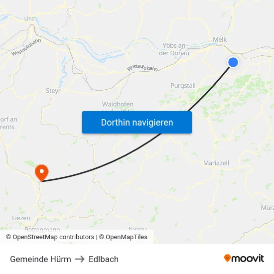 Gemeinde Hürm to Edlbach map