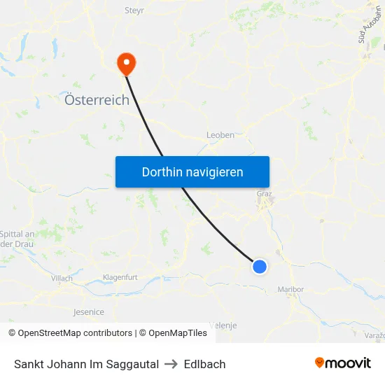 Sankt Johann Im Saggautal to Edlbach map