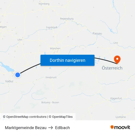 Marktgemeinde Bezau to Edlbach map