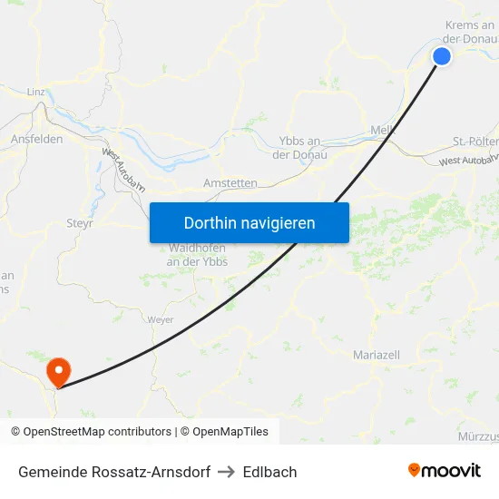 Gemeinde Rossatz-Arnsdorf to Edlbach map