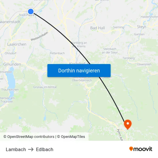 Lambach to Edlbach map