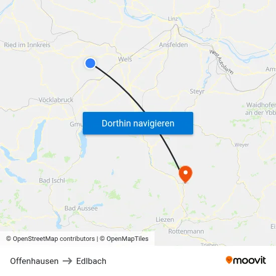 Offenhausen to Edlbach map