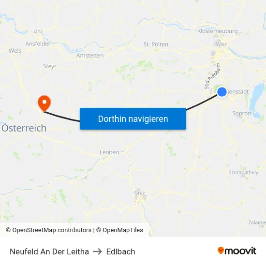 Neufeld An Der Leitha to Edlbach map