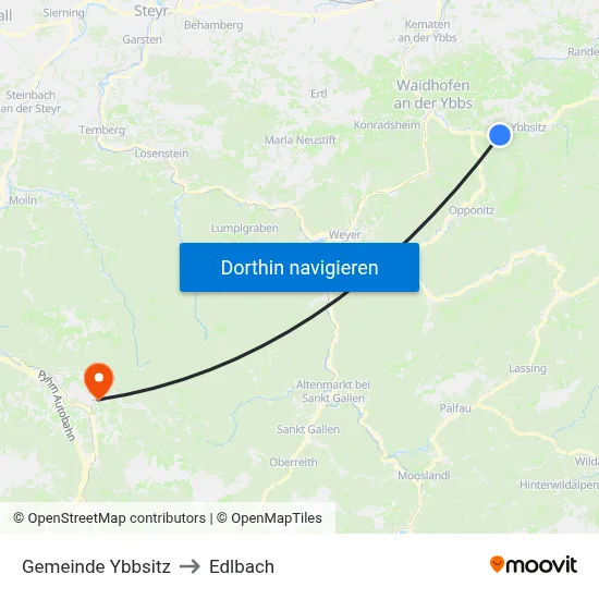 Gemeinde Ybbsitz to Edlbach map