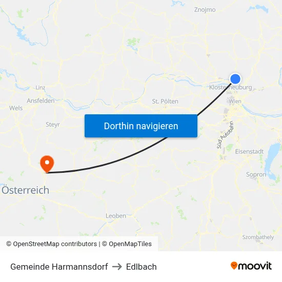 Gemeinde Harmannsdorf to Edlbach map