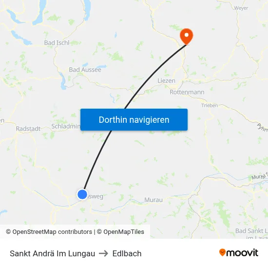 Sankt Andrä Im Lungau to Edlbach map