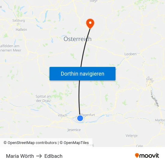 Maria Wörth to Edlbach map