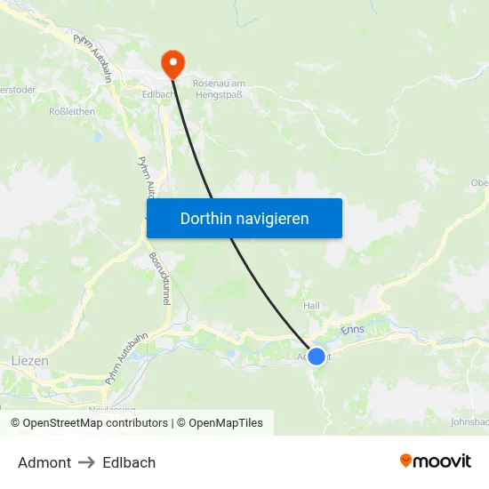 Admont to Edlbach map