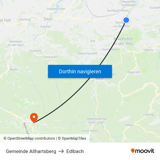 Gemeinde Allhartsberg to Edlbach map