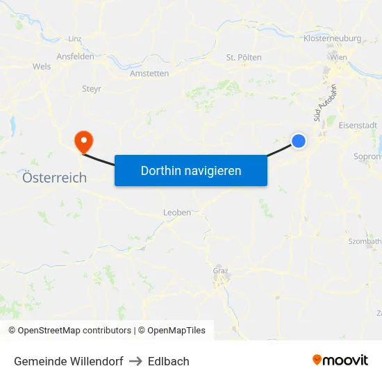 Gemeinde Willendorf to Edlbach map