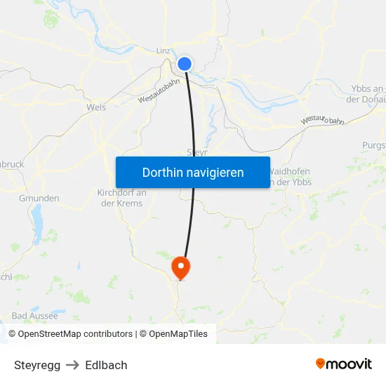 Steyregg to Edlbach map