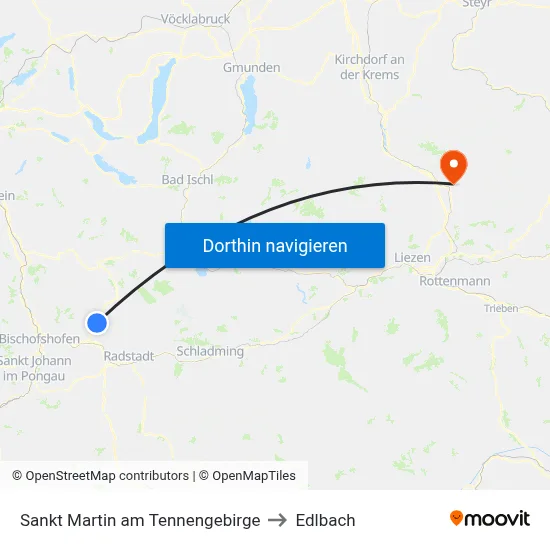 Sankt Martin am Tennengebirge to Edlbach map