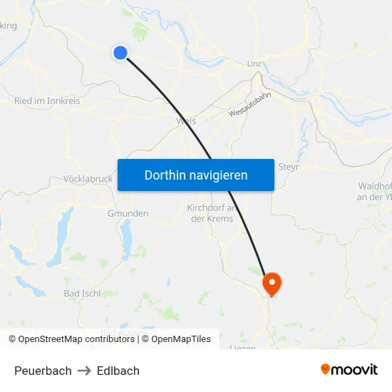 Peuerbach to Edlbach map