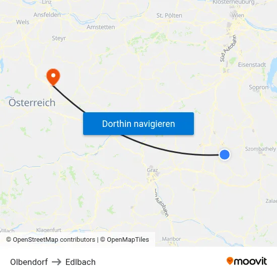 Olbendorf to Edlbach map