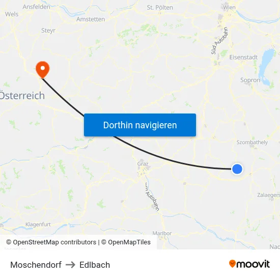 Moschendorf to Edlbach map