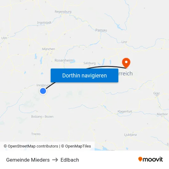 Gemeinde Mieders to Edlbach map