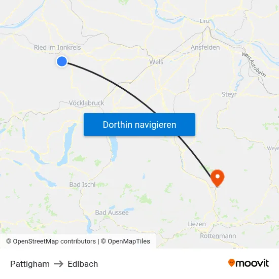Pattigham to Edlbach map
