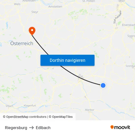 Riegersburg to Edlbach map