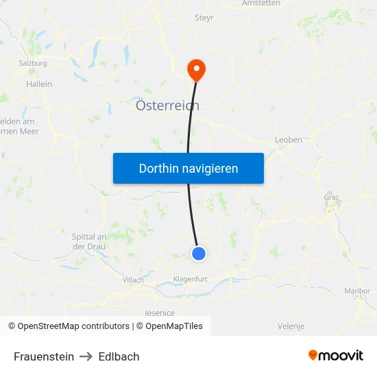 Frauenstein to Edlbach map