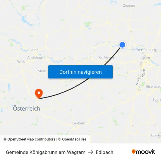 Gemeinde Königsbrunn am Wagram to Edlbach map