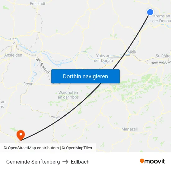 Gemeinde Senftenberg to Edlbach map