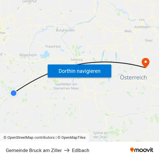 Gemeinde Bruck am Ziller to Edlbach map