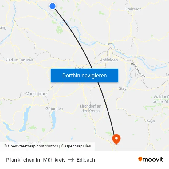 Pfarrkirchen Im Mühlkreis to Edlbach map