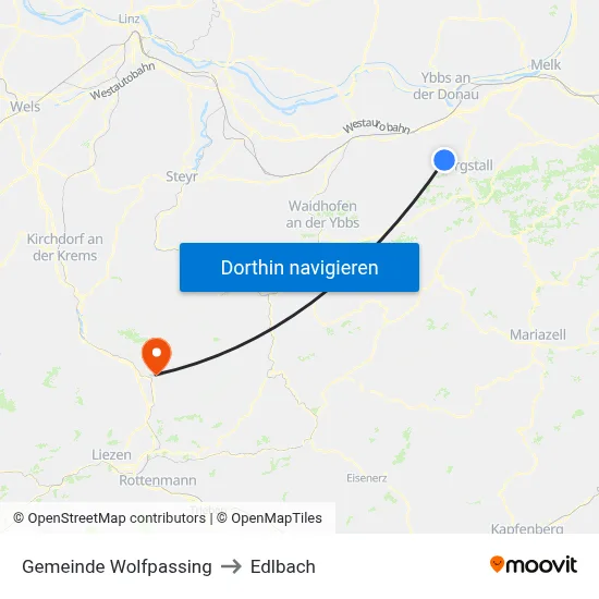 Gemeinde Wolfpassing to Edlbach map