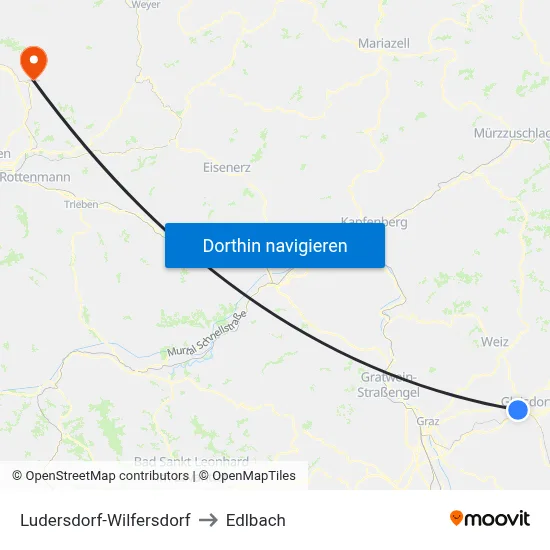 Ludersdorf-Wilfersdorf to Edlbach map